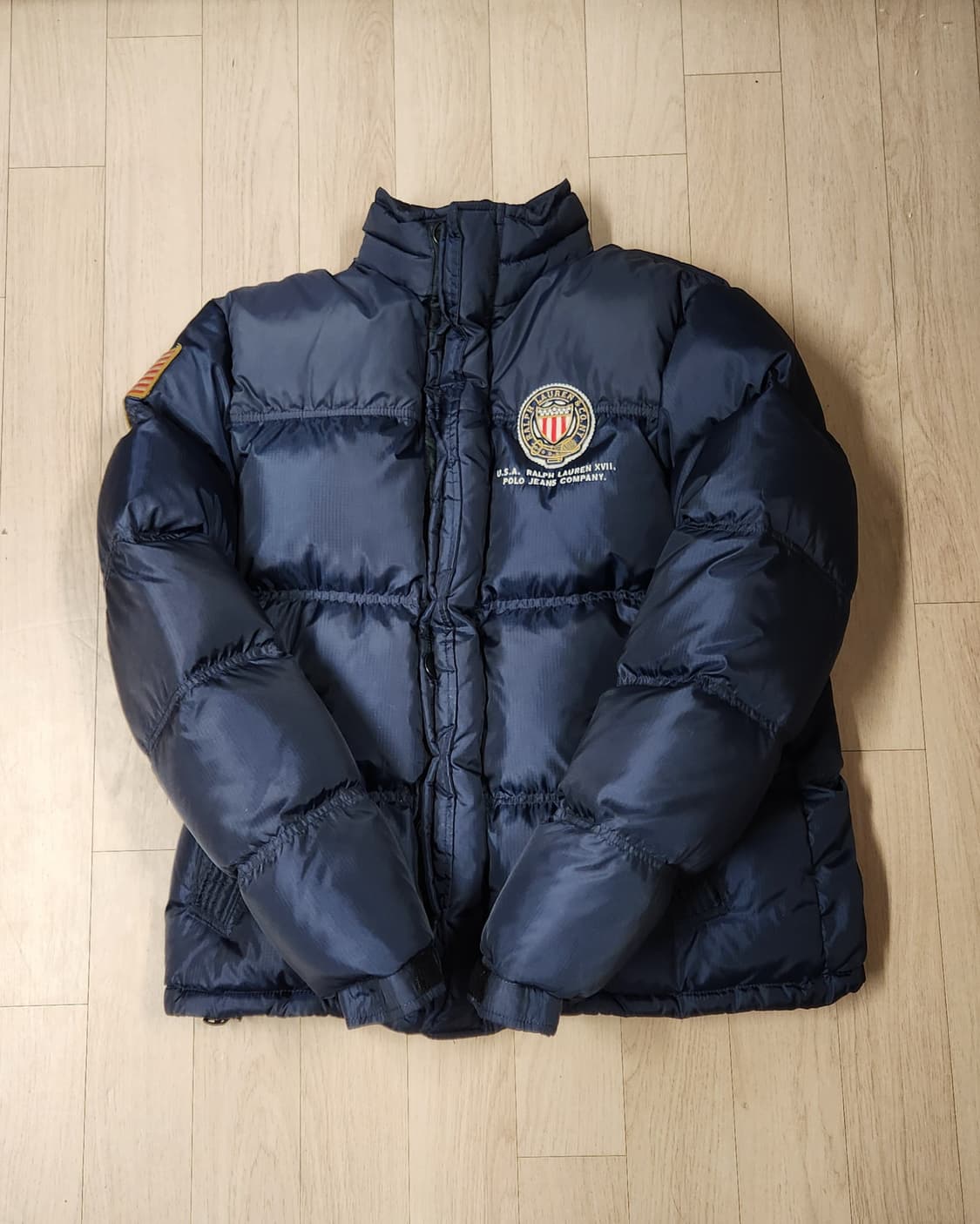 폴로 랄프로렌 성조기 와펜 네이비 다운 패딩 자켓 XL 상품이미지1