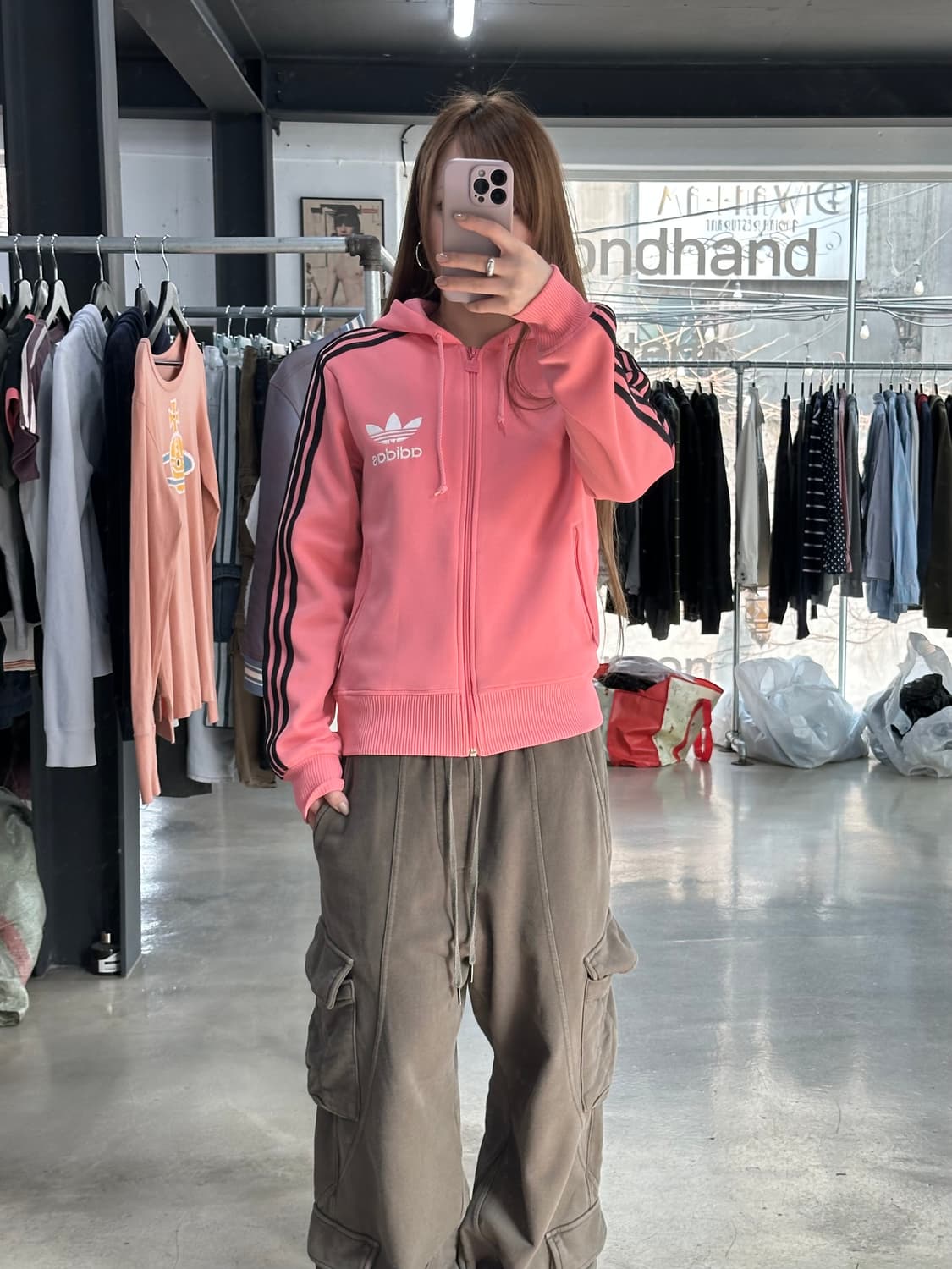 아디다스 후드플락 져지집업 코랄 상품이미지4