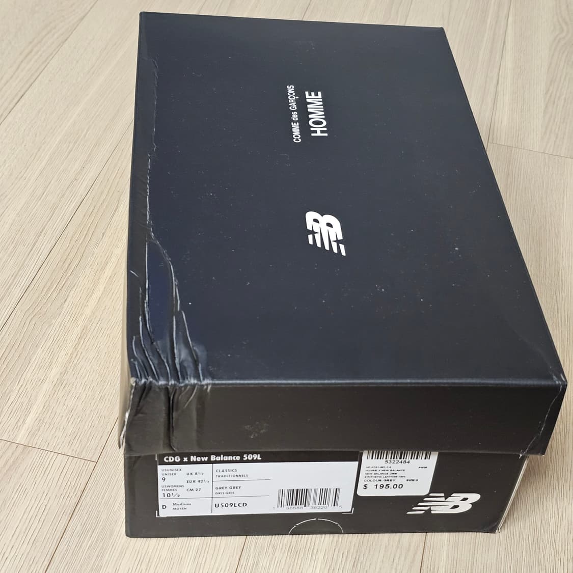 270 새제품) 뉴발란스 x 꼼데가르송 옴므 509 그레이 U509LCD 상품이미지9