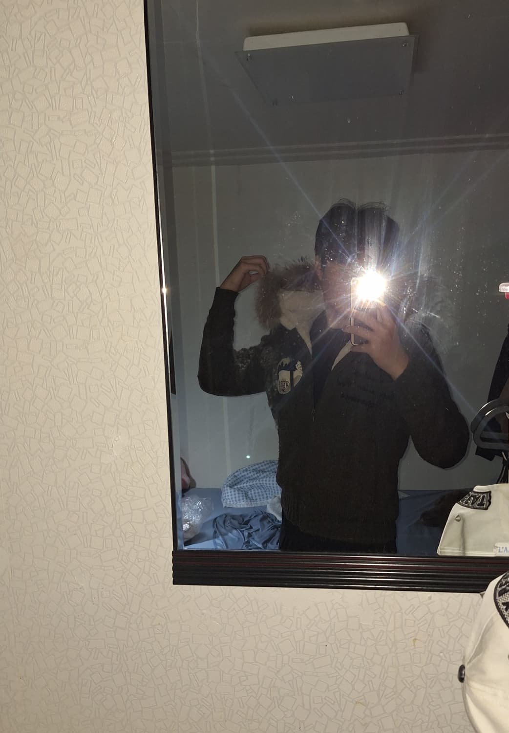 빈티지 지프 울니트 집업 라쿤 퍼 후드집업 상품이미지1