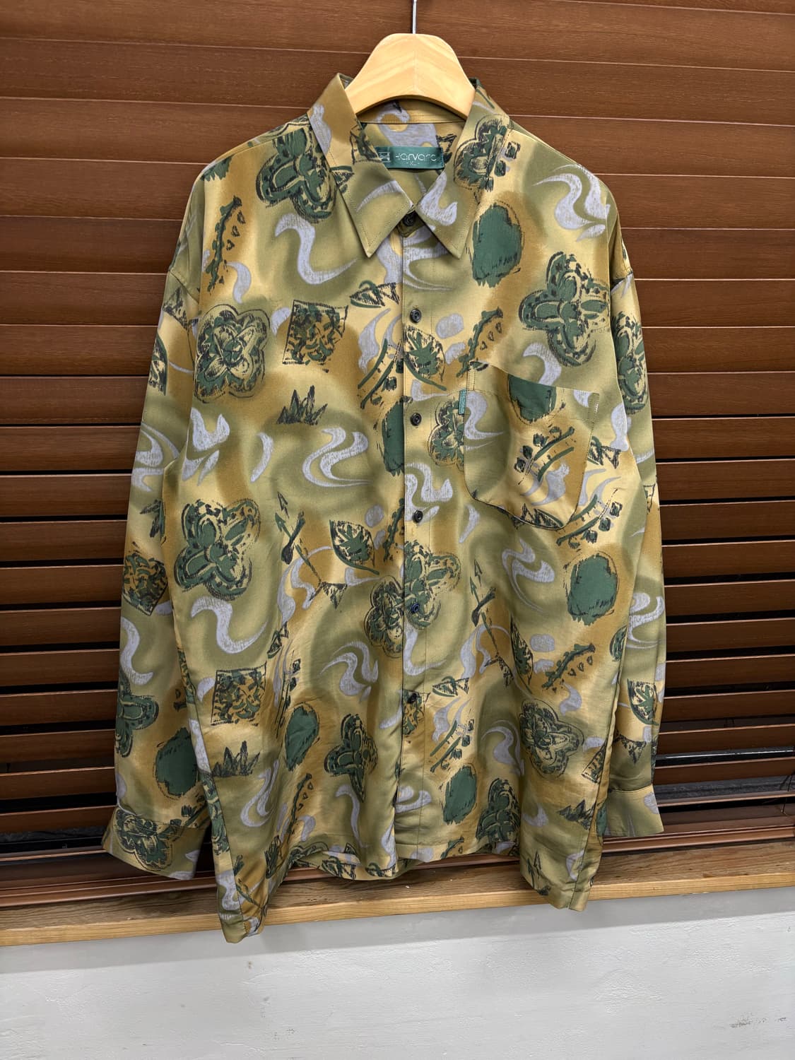 빈티지 기하학 클로버 패턴 셔츠 상품이미지1