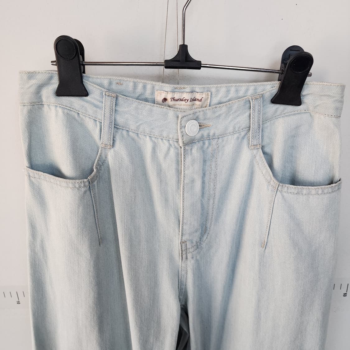 써스데이 아일랜드 연청 데님 와이드 팬츠 상품이미지2