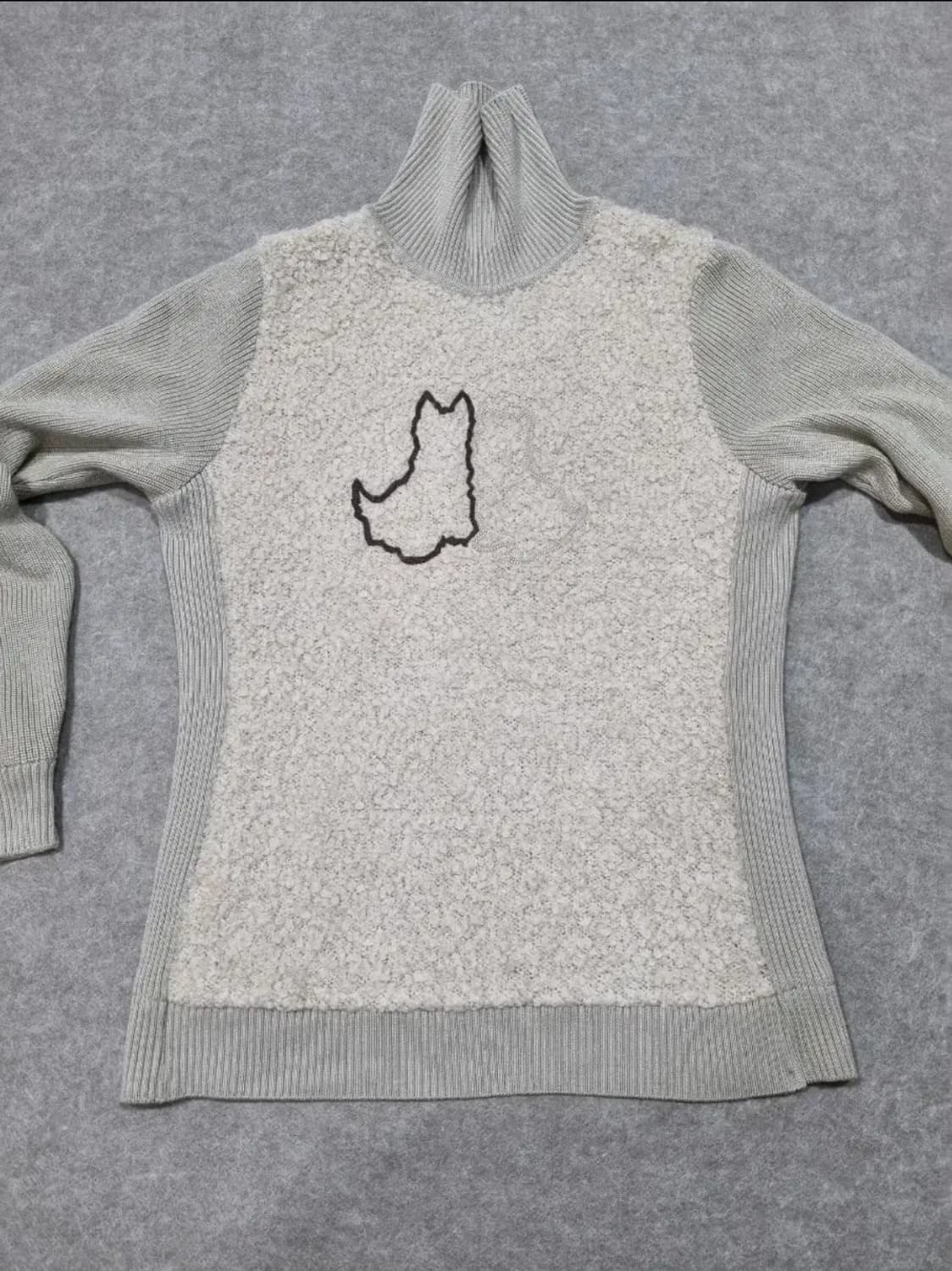 여성 90 L 블랙앤화이트 골프웨어 터틀넥 니트 긴팔 상품이미지6