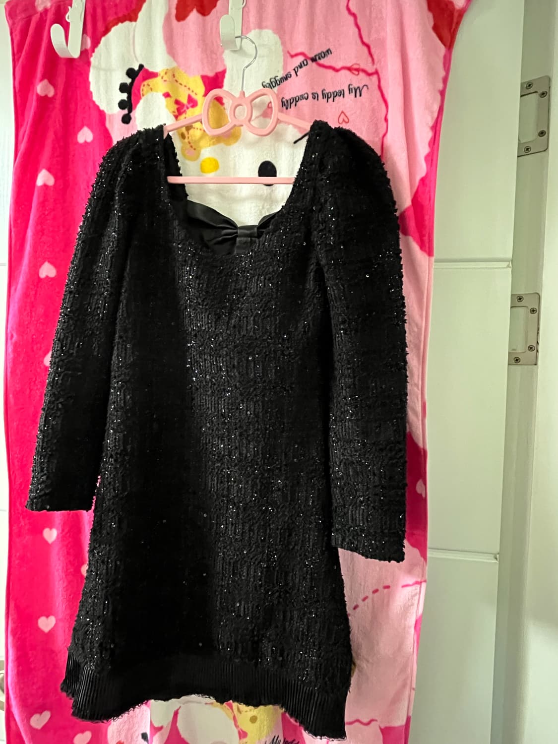 리본 블랙 스팽글 원피스 상품이미지2