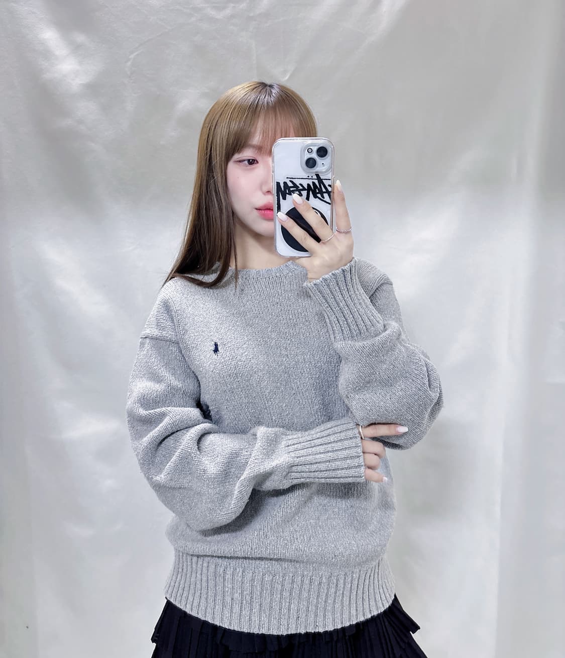 폴로 랄프로렌 라이트그레이 포니로고 라운드 니트  상품이미지2