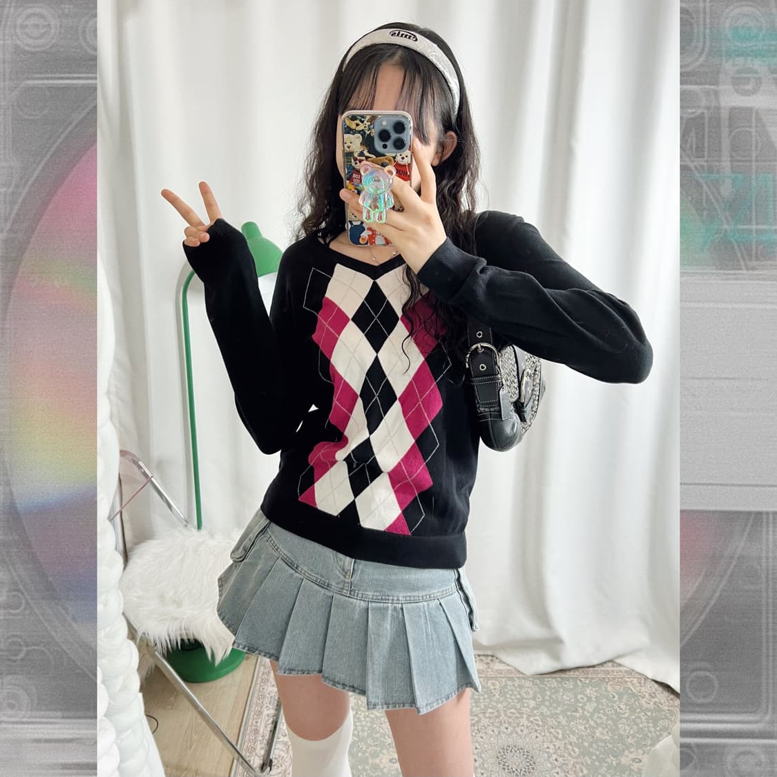 타미 핑크 아가일 니트 상품이미지2