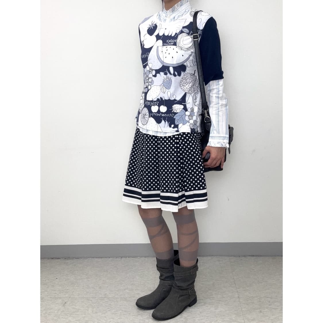 빈티지 네이비 도트 스커트 상품이미지2