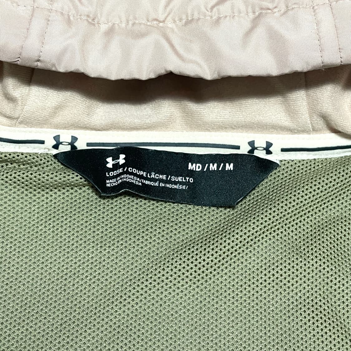 언더아머 핑크 배색 플리스 후드집업 남성M  상품이미지4