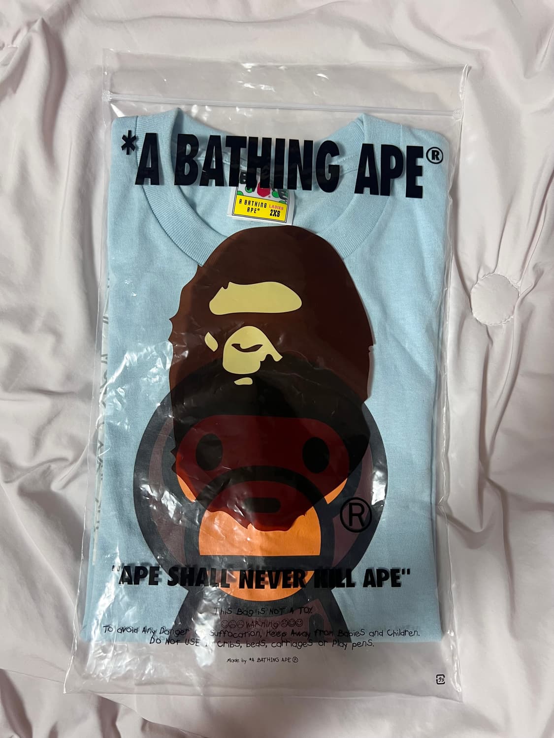 새상품) Bape 베이프 베이비마일로 소라 스카이블루 반팔 2xs 상품이미지2