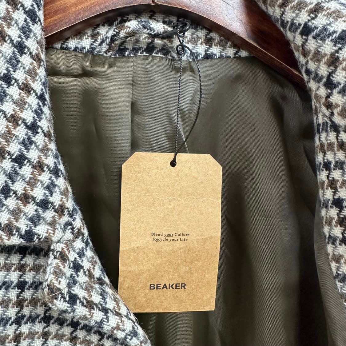 (새제품) 비이커 BEAKER 울 체크 코트 105 J12 상품이미지5