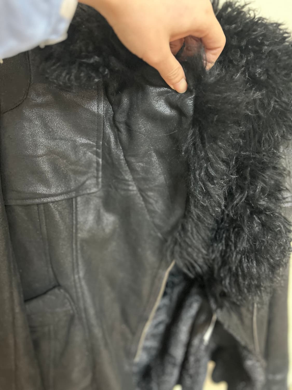 shearling jacket black  vintage- 44-55 상품이미지4