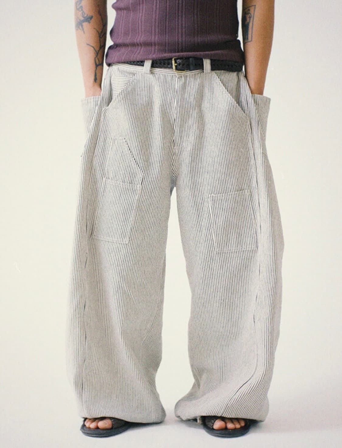 뉴치프시크dp 리덕스 문 스트라이프 팬츠 빈티지 상품이미지1