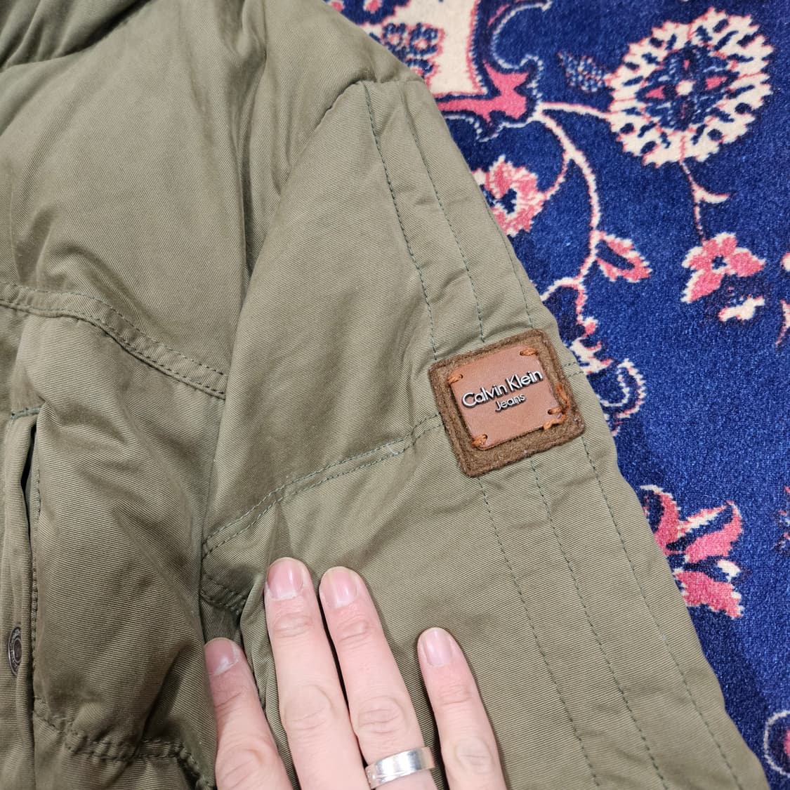 켈빈클라인 빈티지 밀리터리 덕다운 버튼 야상 점퍼 M size 상품이미지3