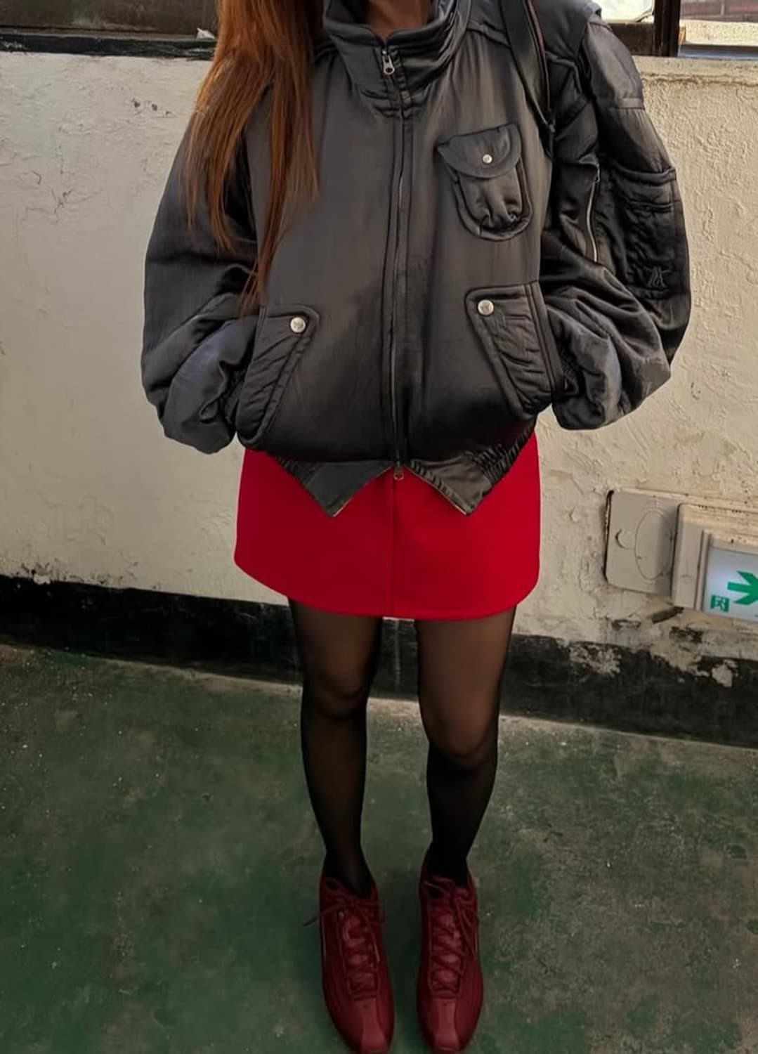 Openyy 새틴 카고 봄버 차콜 상품이미지2