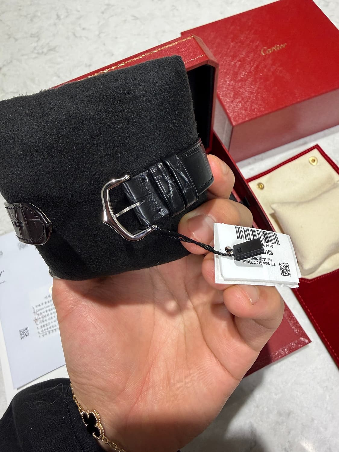 [L] 까르띠에 탱크 머스트 블랙 래커 다이얼 가죽 스트랩 상품이미지8