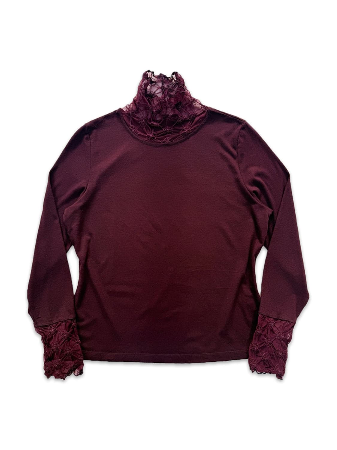 빈티지 바이올렛 레이스 레이어드 긴팔티 상품이미지1