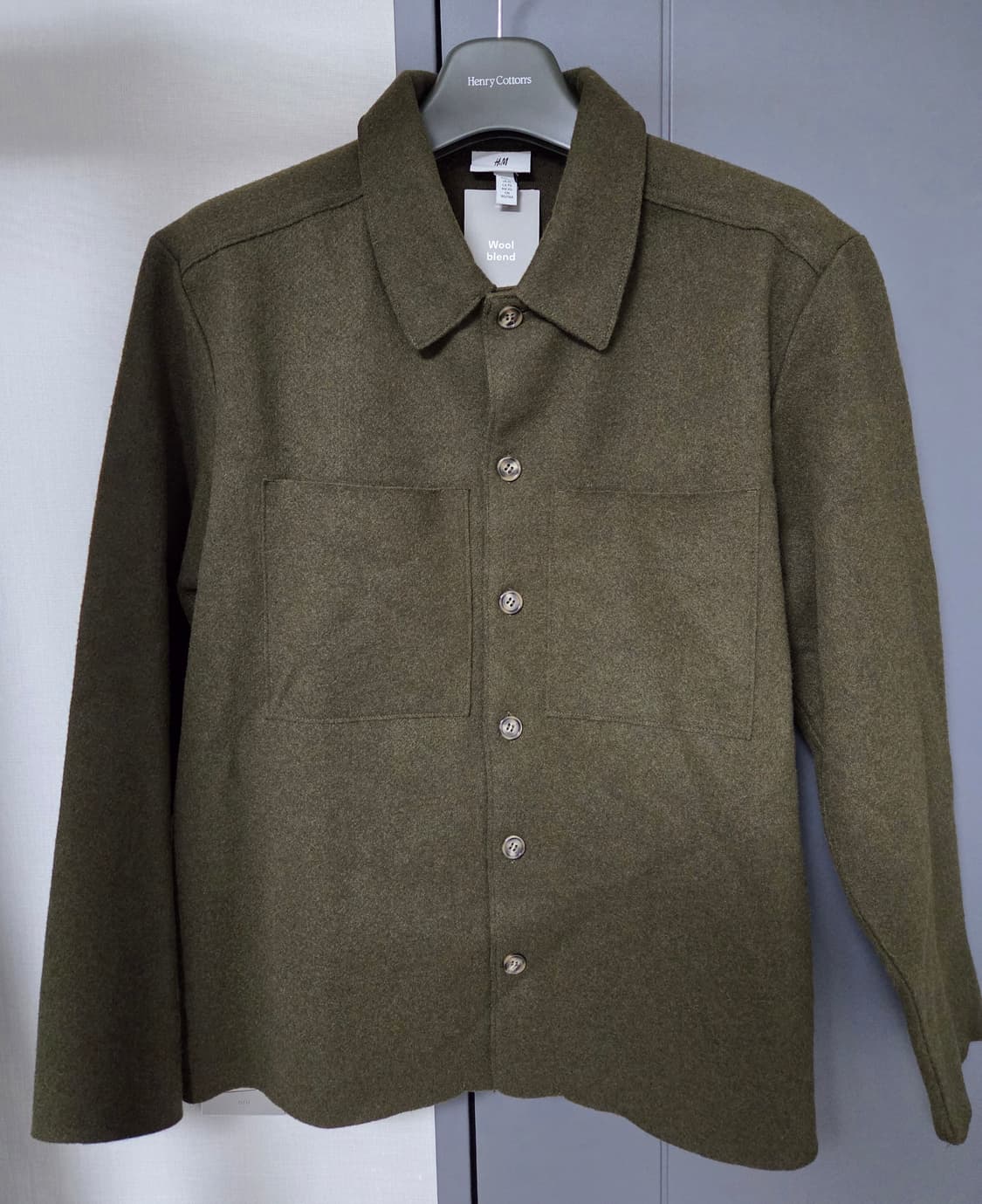 (새상품) 남자 울자켓 카키,딥그린 105 XL 판매합니다.H&M 상품이미지2