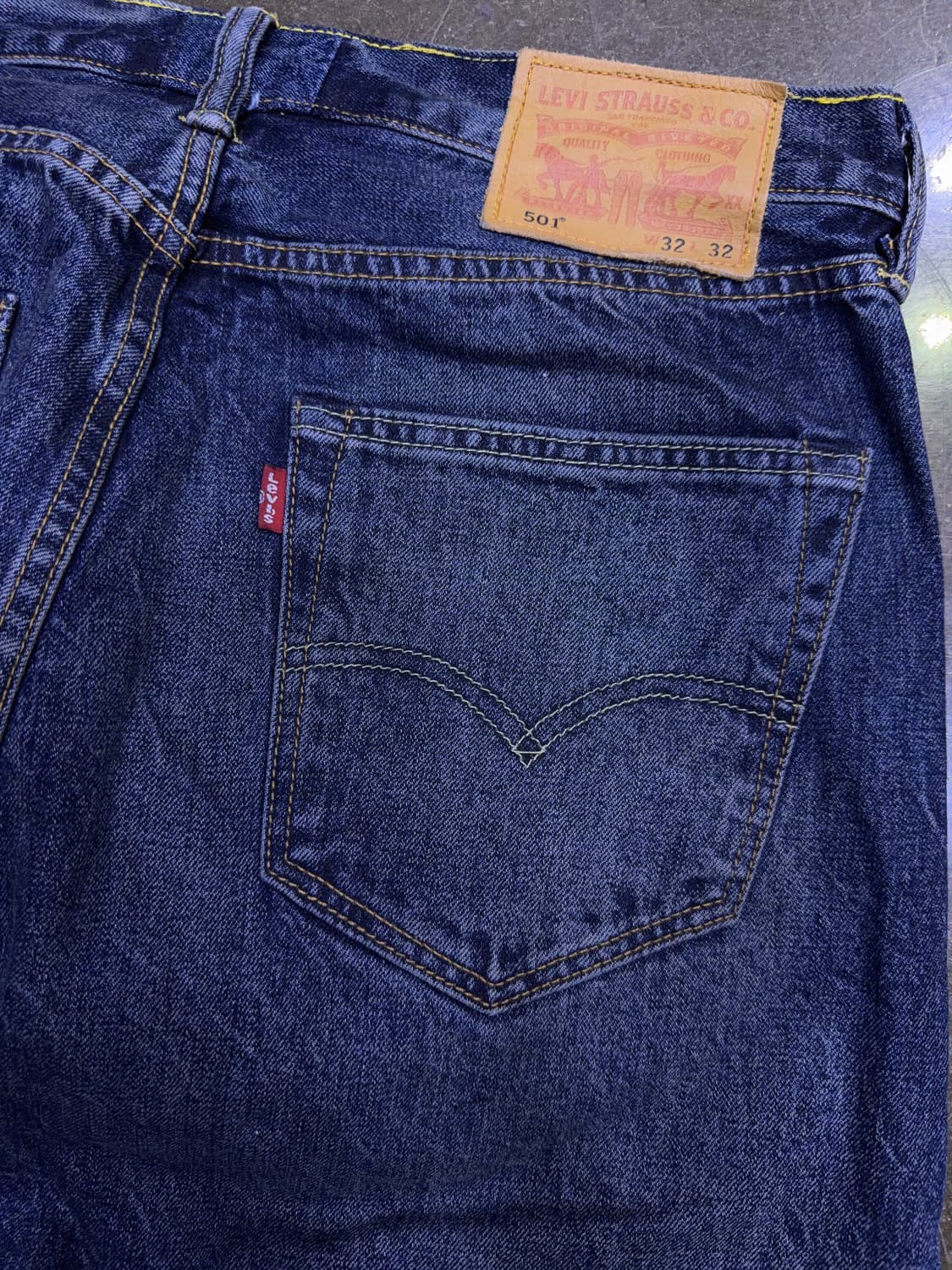 리바이스 501 레귤러핏 딥블루 워싱 데님팬츠 청바지 32 상품이미지8