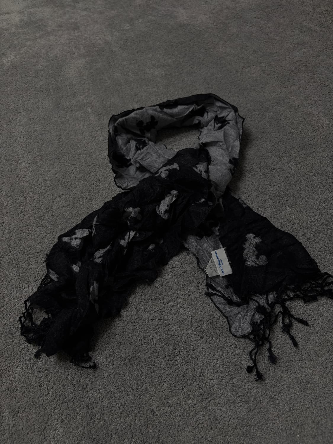 Vintage v-kei punk mood black&grey scarf 상품이미지3