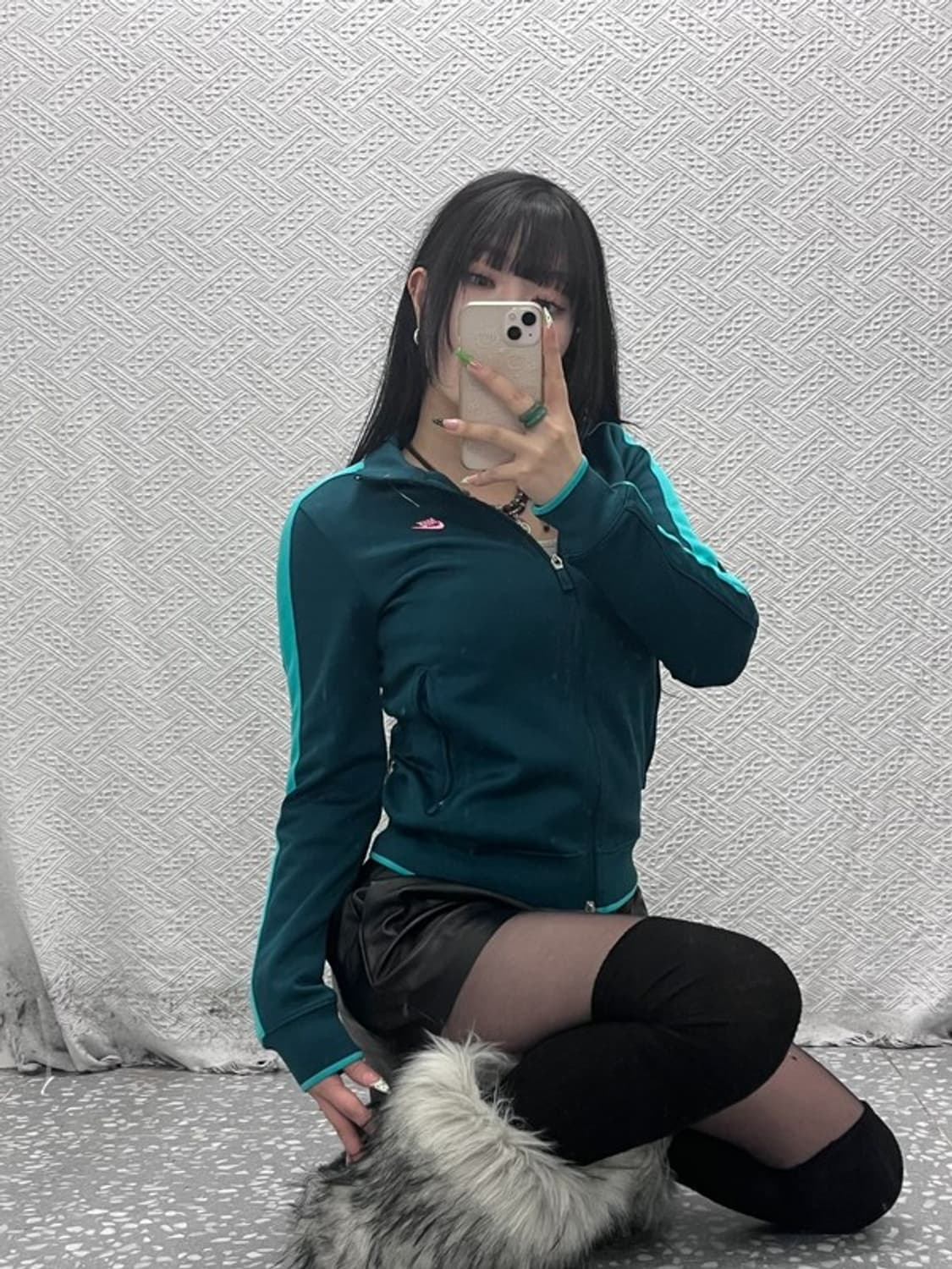 나이키 레트로 Y2K 90's 네온민트 슬림핏 져지 집업 M C09141 상품이미지1