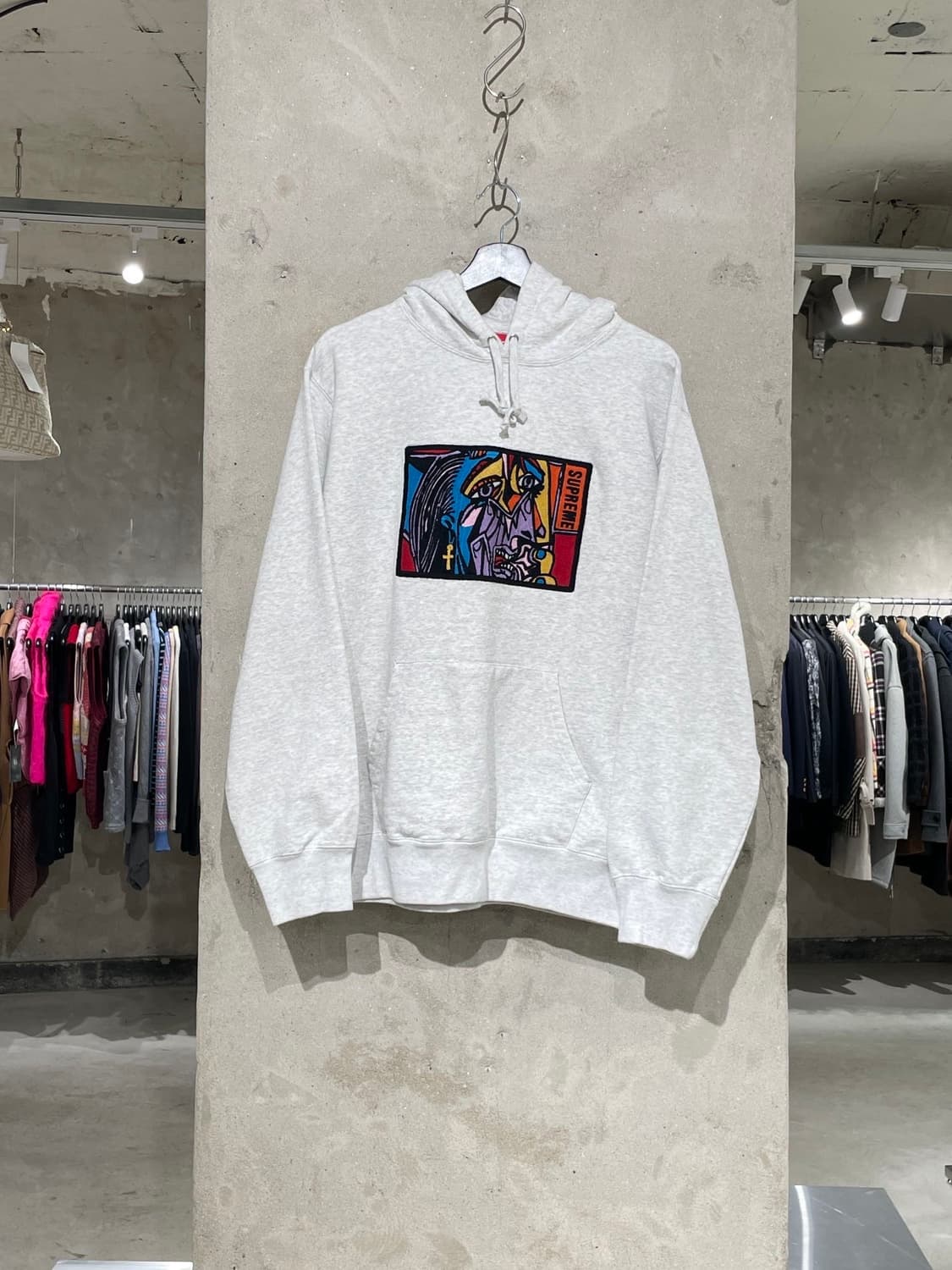 슈프림 18F/W 멜란지 라이트 그레이 피카소 체인 스티치 후디 상품이미지1