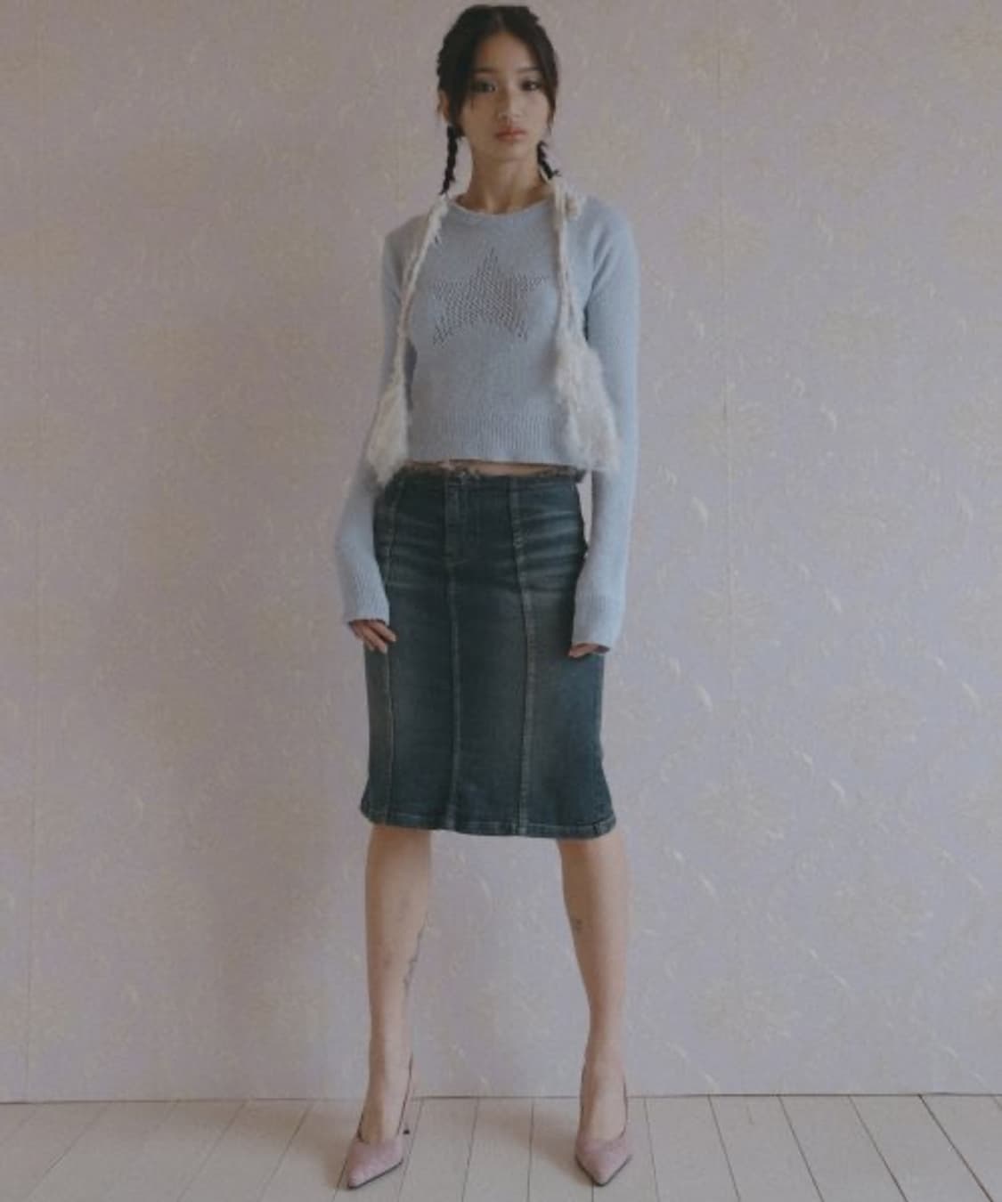 익스파이어드걸 expired girl 미디 데님 스커트 딥 S 상품이미지1