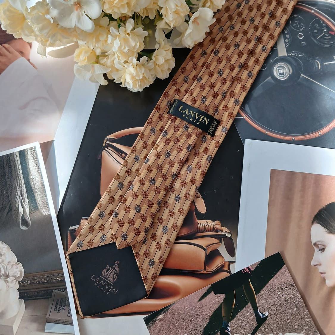 랑방 실크 브라운 패턴 넥타이 9.1cm A등급 A19583
 상품이미지4