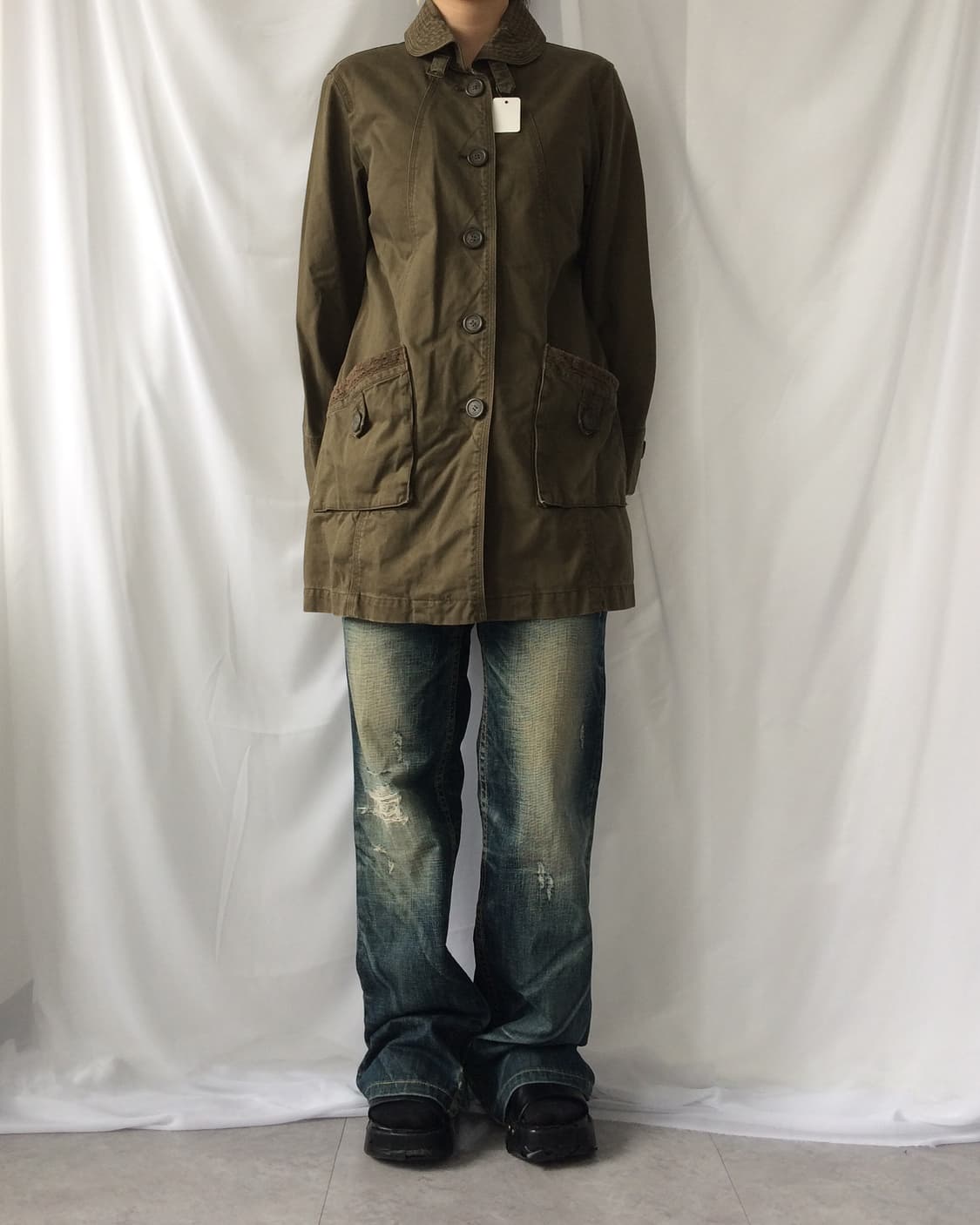 Belted pocket lace detail jacket 상품이미지5