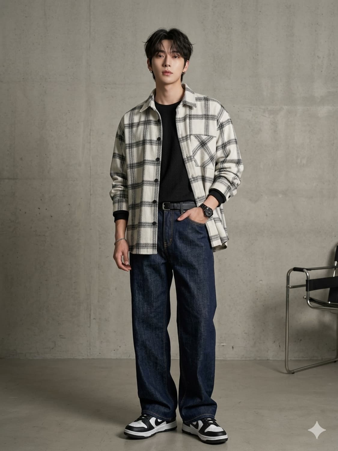 ETHOS 에토스 오버핏 타탄 체크 플란넬 셔츠 상품이미지1