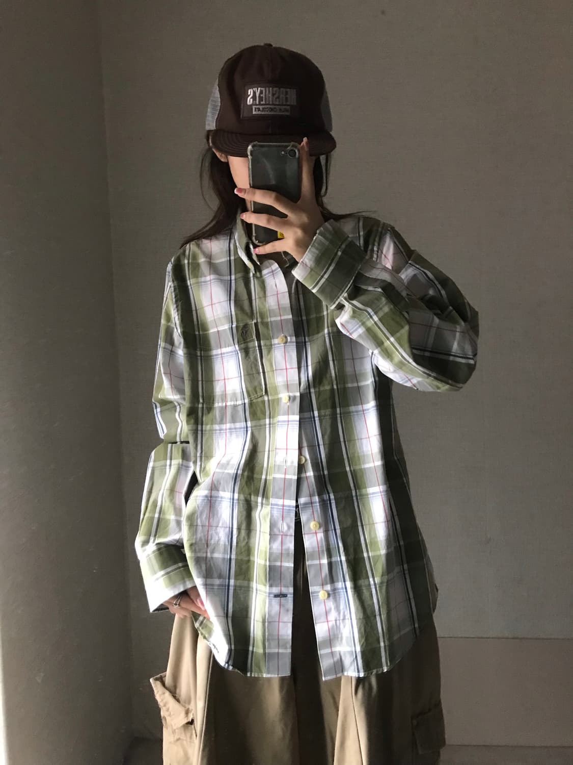 아베크롬비 카키 체크셔츠 상품이미지3