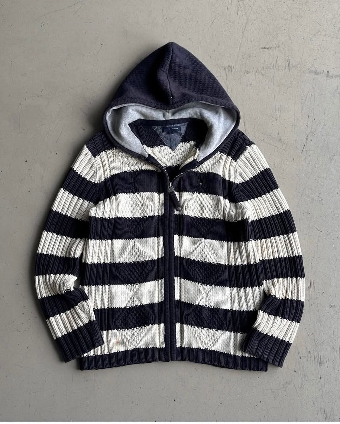 타미힐피거 스트라이프 니트 집업 네이비 상품이미지1