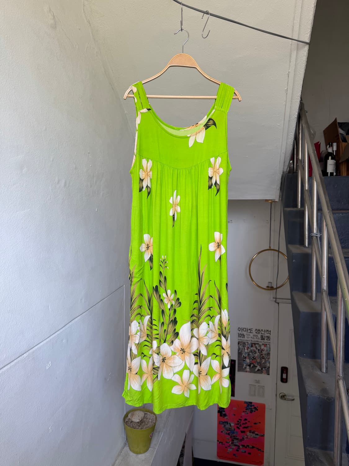 하와이안 패턴 박시 롱 원피스 상품이미지1