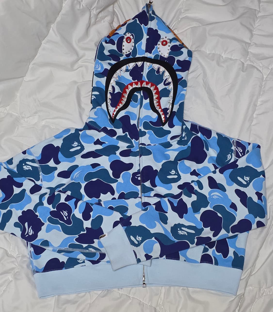 베이프 ABC 카모 크리스탈스톤 샤크 여자크롭 36 풀집 집업 후드 상품이미지1