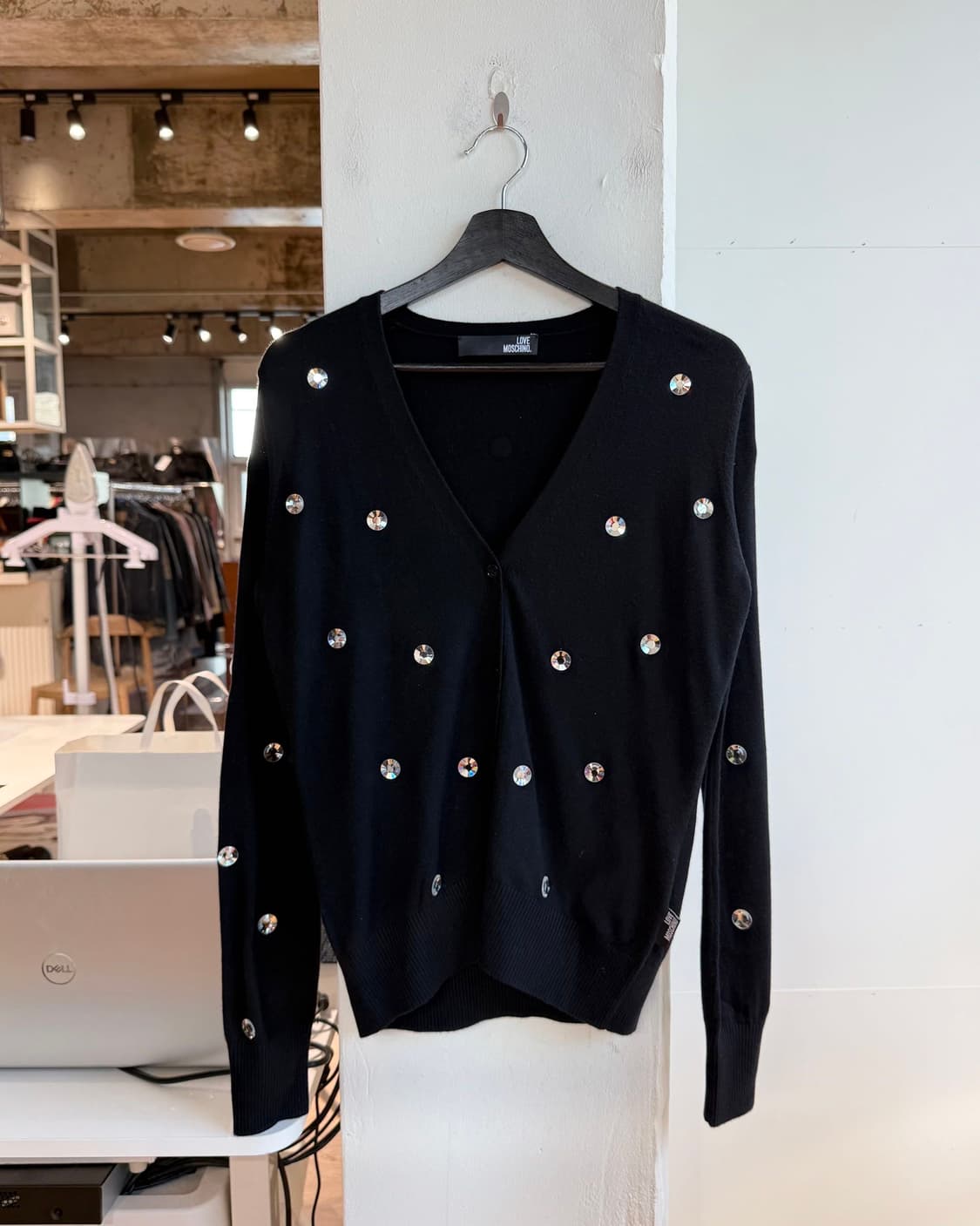 러브 모스키노 블랙 크리스탈 패치 울 가디건  상품이미지2