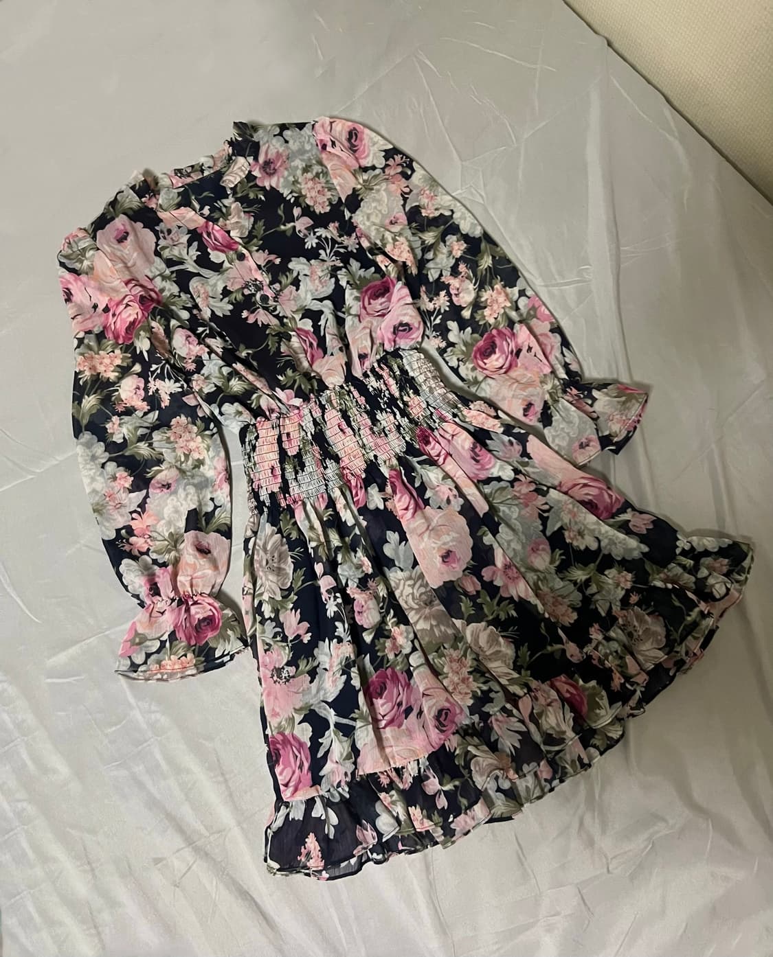 ✨vintage navy rose flower pattern dress✨ 상품이미지2