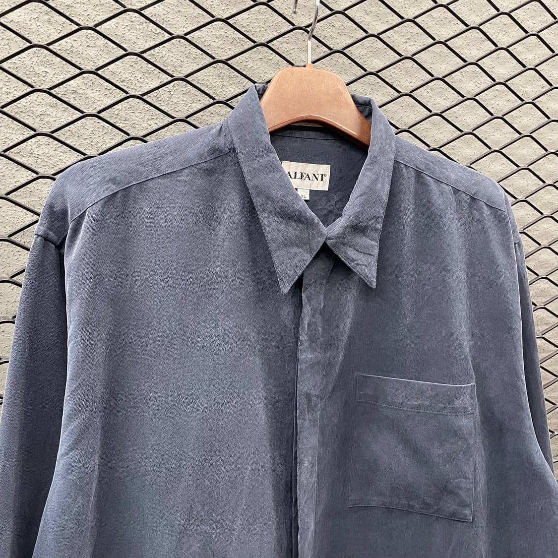 KR VINTAGE 스웨이드 셔츠 원포켓 히든버튼 디테일 블루 상품이미지4