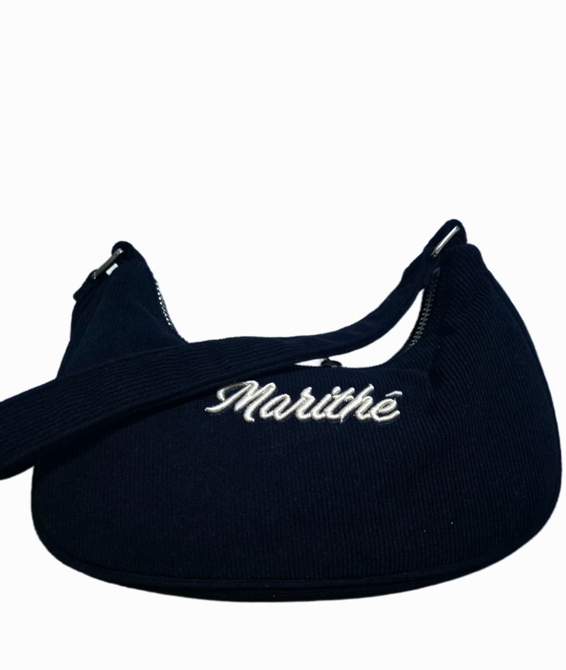 마리떼 자수 로고 코듀로이 숄더백 블랙 상품이미지6