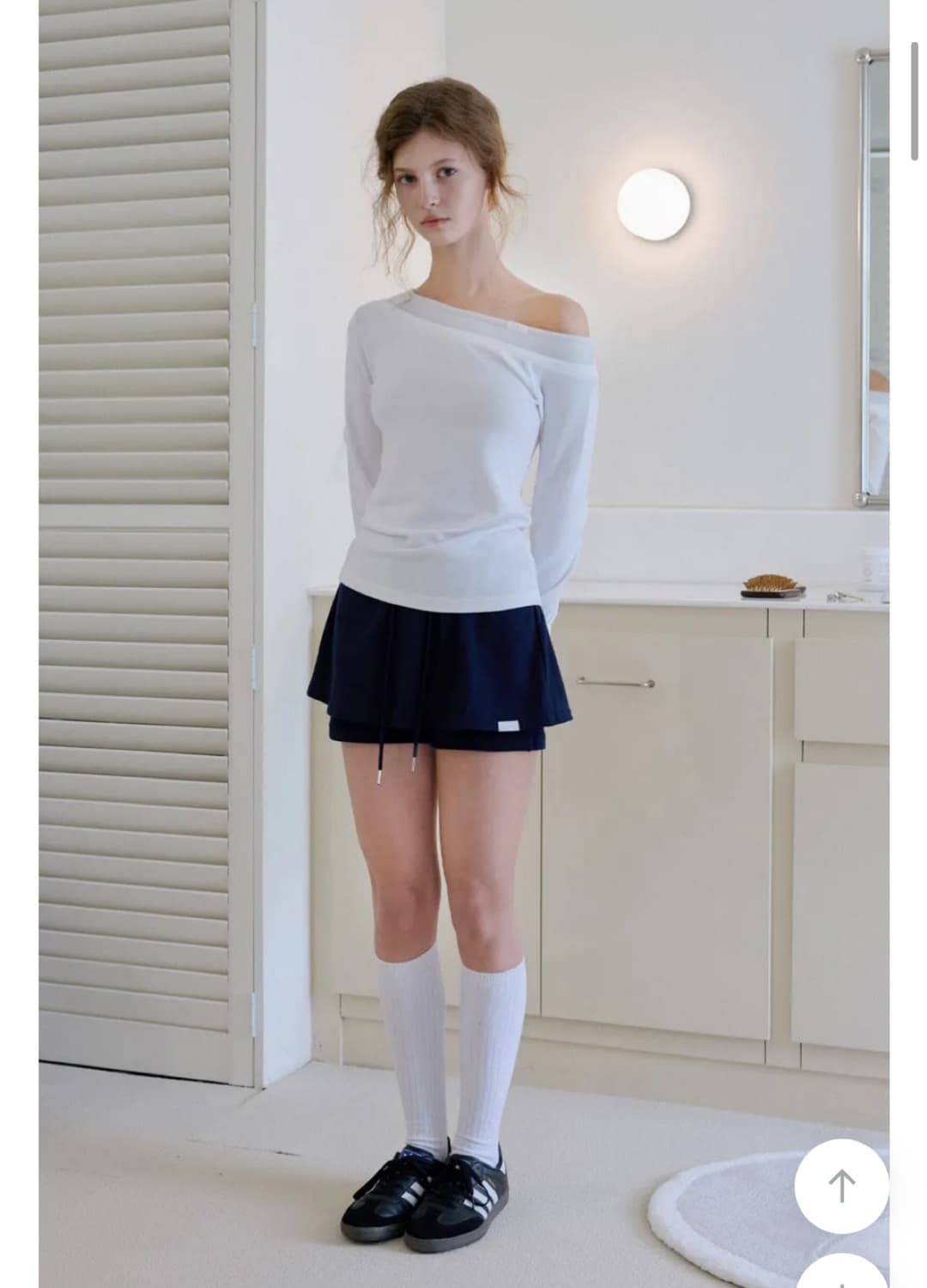 레터프롬문 레터즈 레이어드 원숄더 티셔츠 화이트 상품이미지2