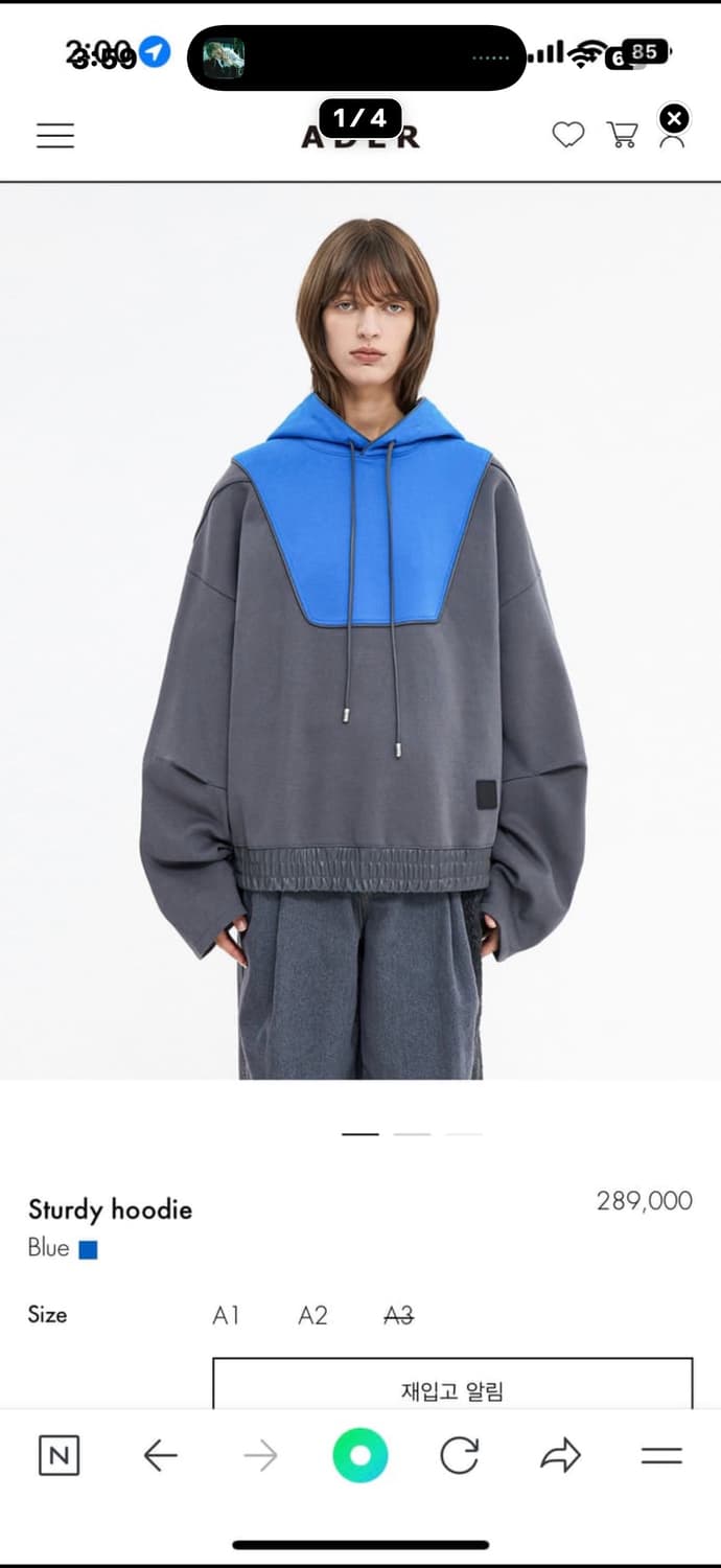 ader error 아더에러 후드티 블루  상품이미지1