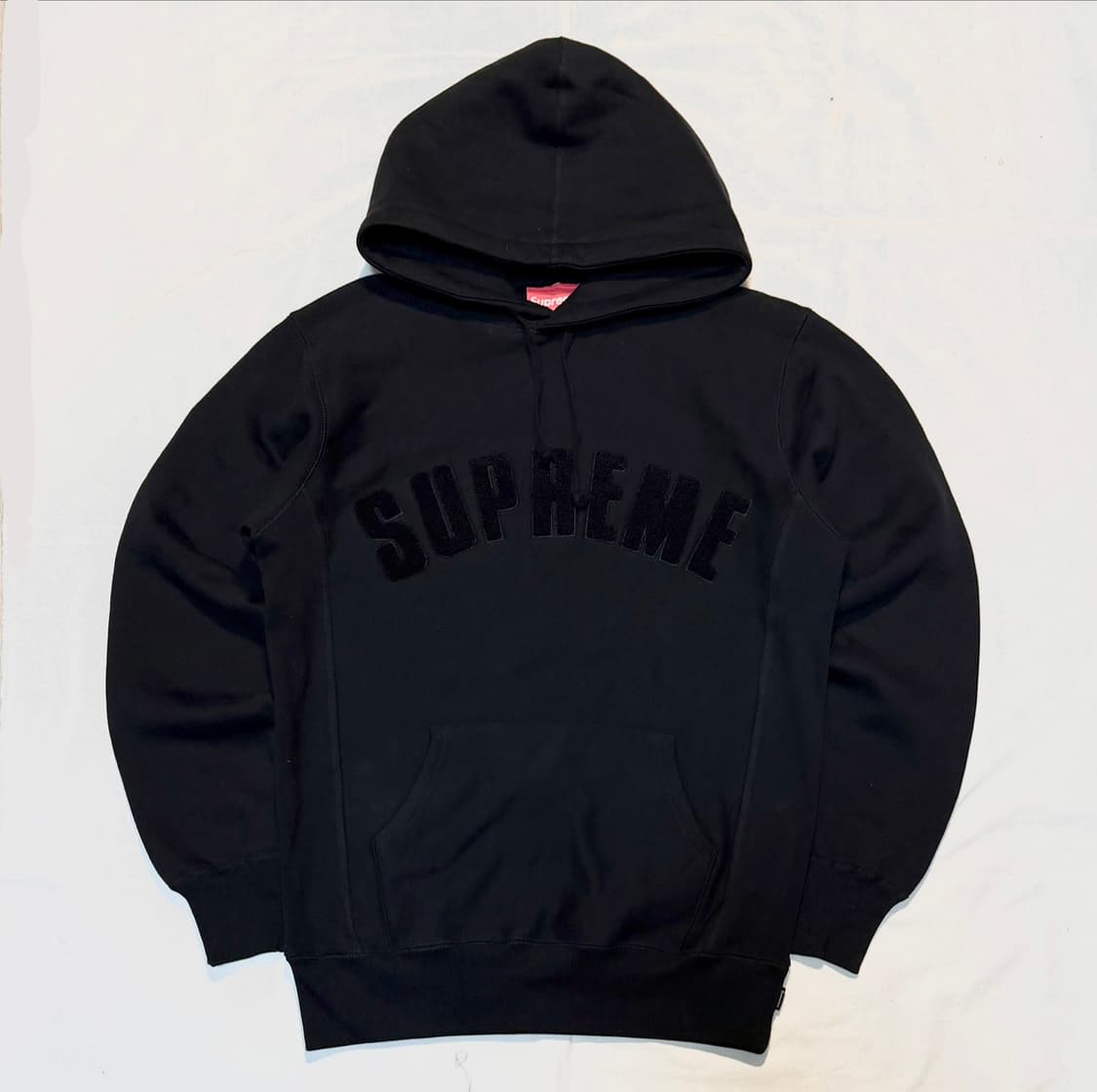 슈프림 17ss 셔닐 아크로고 후드티 블랙 상품이미지1