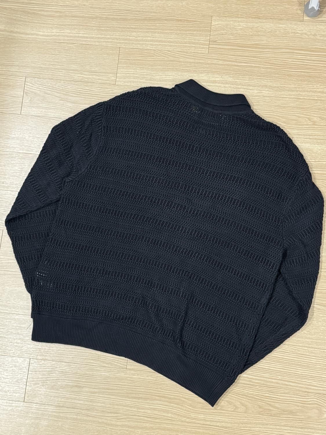 [48] 솔리드옴므 24SS 메쉬 가디건 블랙 상품이미지3