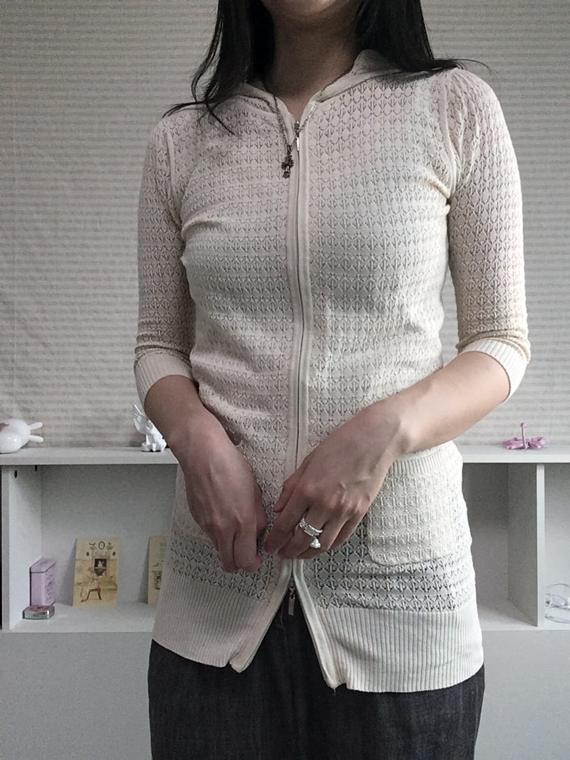 jpn vintage 아이보리 패턴 후드 집업 y2k 스트릿 갸루 펑키  상품이미지3
