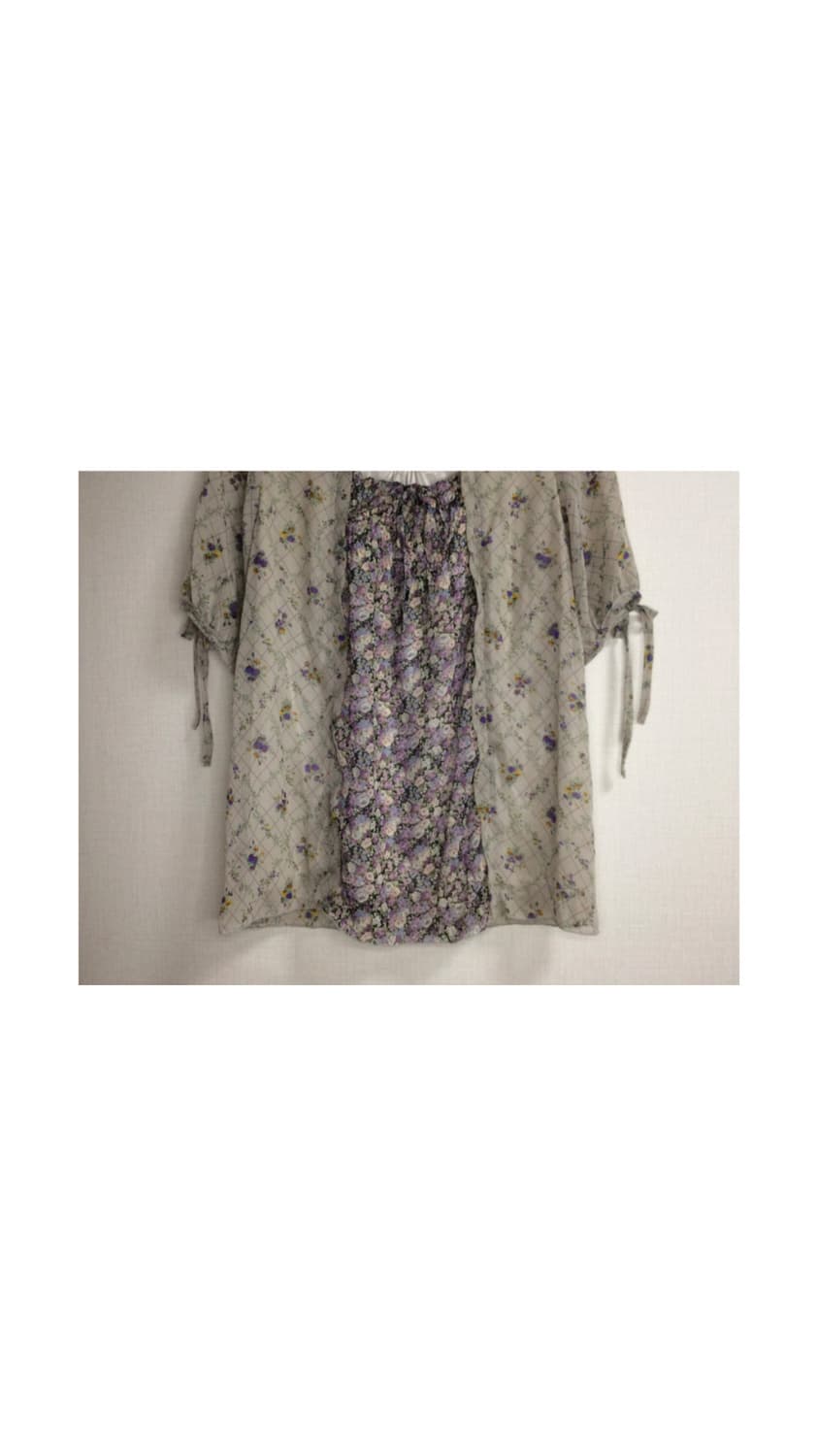 빈티지 플라워 셔링 블라우스 상품이미지3