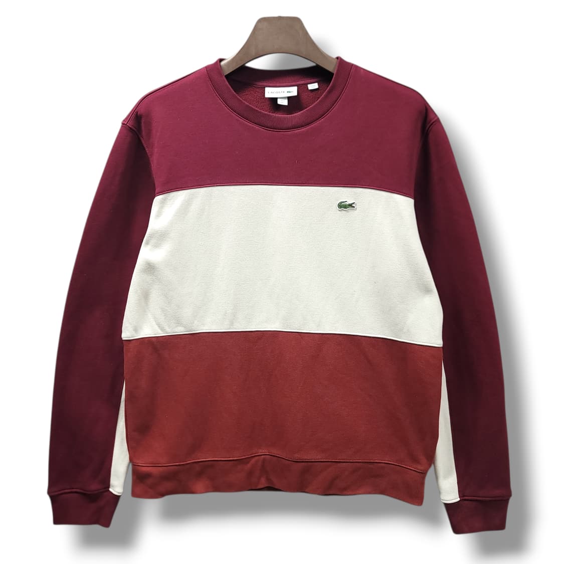 [L] 라코스테 컬러블록 크루넥 기모 스웻셔츠 맨투맨 상품이미지1