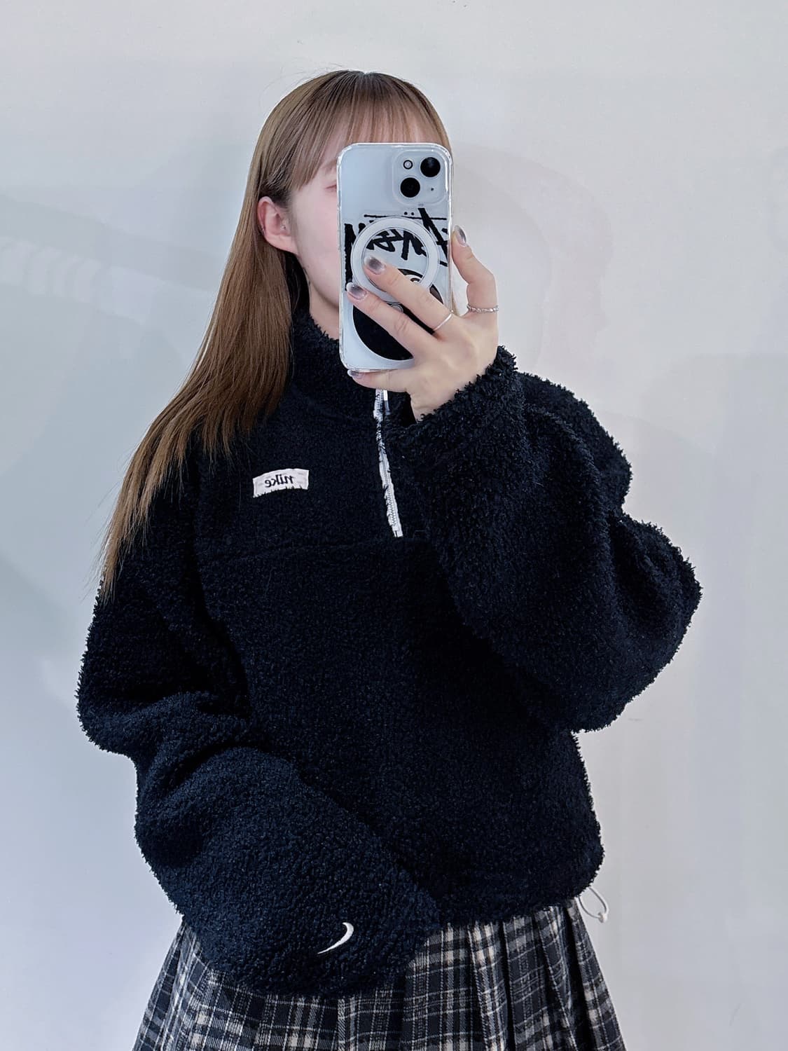 나이키 블랙 후리스 반집업 상품이미지1