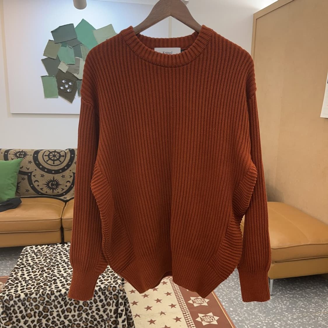 니티드 캐주얼 빈티지 오렌지브라운 뜨개 니트 L C09004 상품이미지3