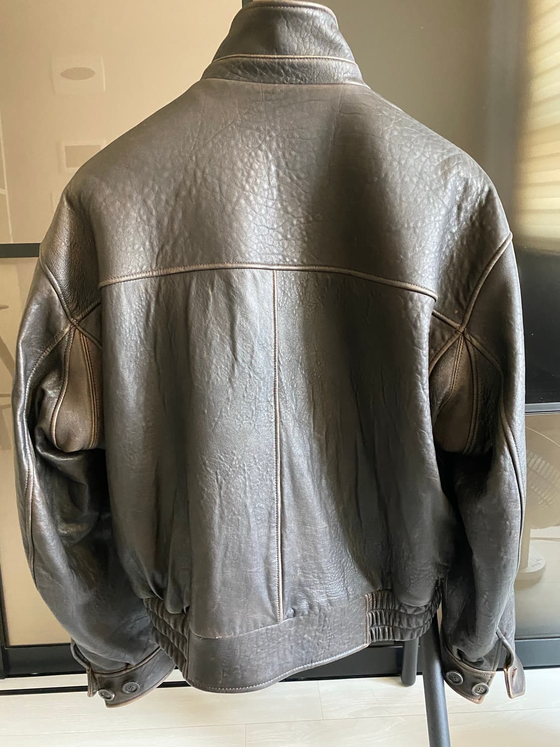 빈티지 쉘터 넥 카라 레더 점퍼 L 상품이미지2