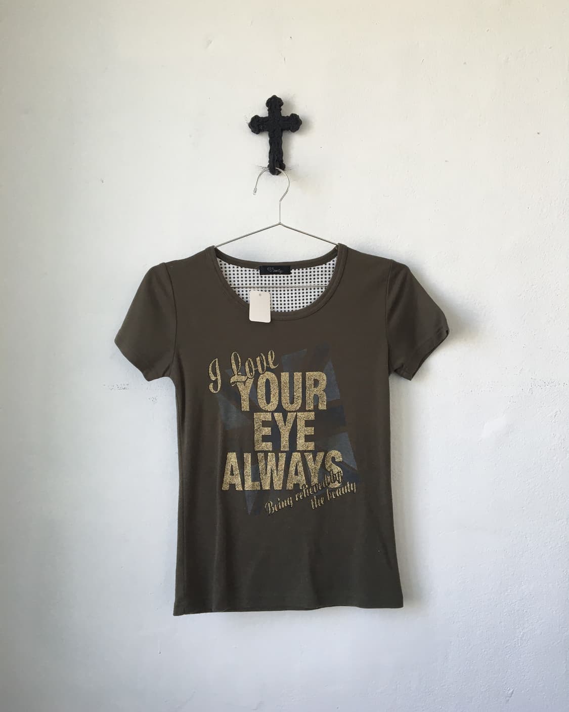 Lettering printing khaki t shirt 상품이미지1