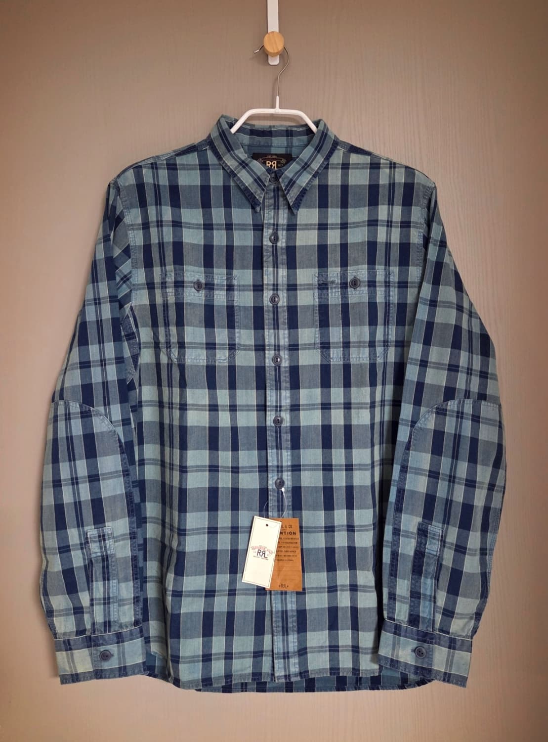 RRL 더블알엘 블루 체크 패턴 셔츠 M 새제품 상품이미지1