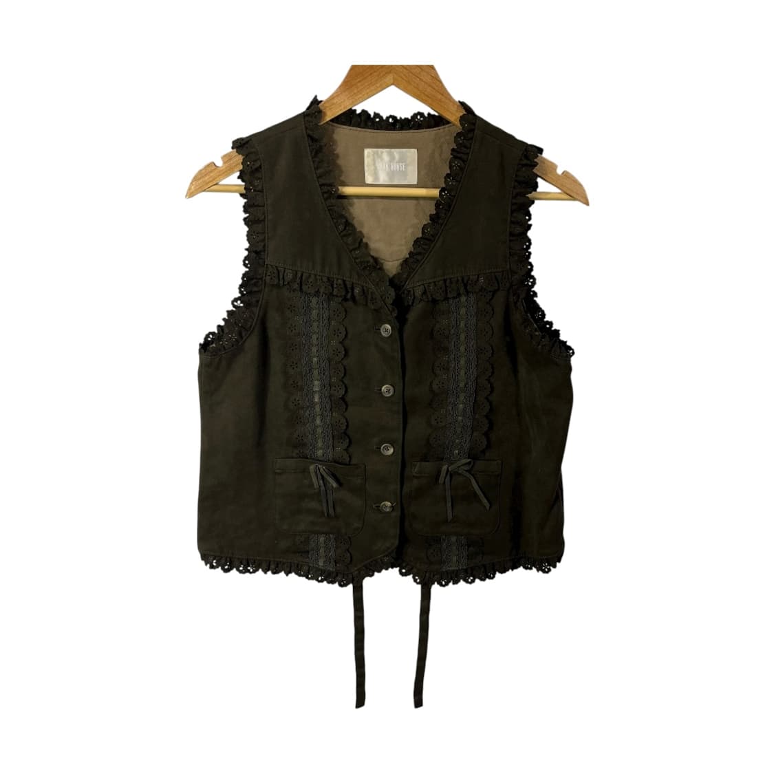 [Pink House] 핑크하우스 크로쉐 레이어드 스웨이드 베스트 상품이미지1